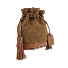 Bolsa Ava P Camurça Matelasse Caju com Caramelo Liso Pronta Entrega