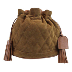 Bolsa Ava M Matelasse Camurça Caju com Caramelo Liso Pronta Entrega