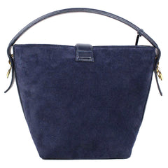 Bolsa Domenica Camurça Azul Prussia com Marinho Liso Pronta Entrega