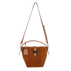 Bolsa Domenica Camurça Carvalho com Caramelo Liso Pronta Entrega