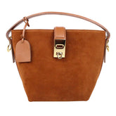 Bolsa Domenica Camurça Carvalho com Caramelo Liso Pronta Entrega