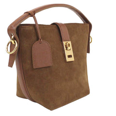 Bolsa Domenica Camurça Caju com Caramelo Liso Pronta Entrega