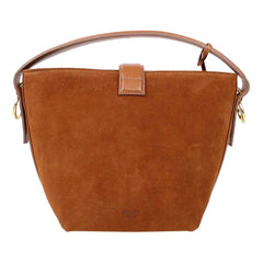 Bolsa Domenica Camurça Carvalho com Caramelo Liso Pronta Entrega