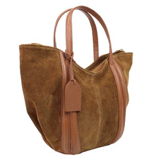 Bolsa Poppy Camurça Caju com Caramelo Liso Pronta Entrega