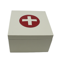 Caixa para Remédio P Off White Liso com Vermelho Liso Pronta Entrega