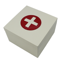 Caixa para Remédio P Off White Liso com Vermelho Liso Pronta Entrega