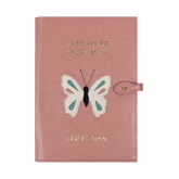 Porta Cartão De Vacina Borboleta Algodão Doce Liso com Off White e Menta Liso Pronta Entrega