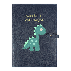 Porta Cartão de Vacina Little Dino em Couro Personalizado