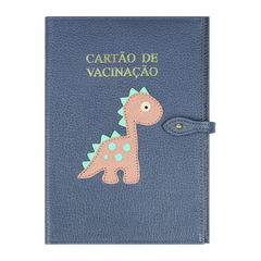 Porta Cartão de Vacina Little Dino em Couro Personalizado