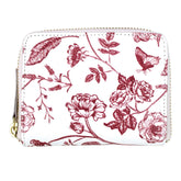 Carteira de Dinheiro Zíper P Estampa Botanic Vermelho Pronta Entrega