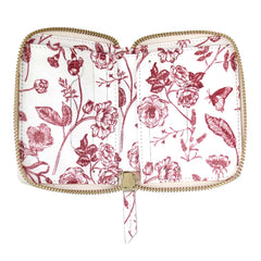 Carteira de Dinheiro Zíper P Estampa Botanic Vermelho Pronta Entrega