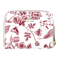 Carteira de Dinheiro Zíper P Estampa Botanic Vermelho Pronta Entrega