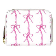 Carteira de Dinheiro Zíper P Estampa Listra de Laços em Couro Personalizada