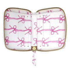 Carteira de Dinheiro Zíper P Estampa Listra de Laços em Couro Personalizada