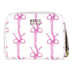 Carteira de Dinheiro Zíper P Estampa Listra de Laços em Couro Personalizada