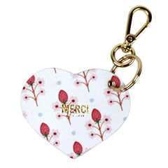 Chaveiro Coração Estampa Blossom Morangos Pronta Entrega