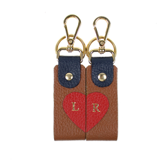 Chaveiro Duamor Caramelo Liso com Marinho Liso Pronta Entrega