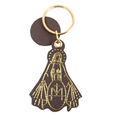 Chaveiro Nossa Senhora da Medalha em Couro Personalizado