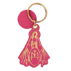 Chaveiro Nossa Senhora da Medalha em Couro Personalizado