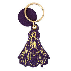 Chaveiro Nossa Senhora da Medalha em Couro Personalizado