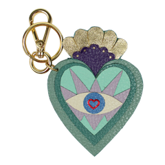 Chaveiro Sagrado Coração em Couro Personalizado