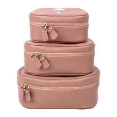 Kit Necessaire Aurora Girafinha em Couro Personalizada