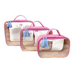Kit Necessaire Crystal com 3 Rosa Orquídea com Sky Pronta Entrega
