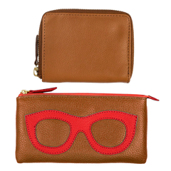 Kit Essential - Kit de Carteira e Porta Óculos em Couro Personalizados