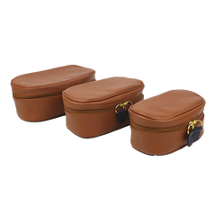 Kit Necessaire Aurora Caramelo Liso com Marinho Liso Pronta Entrega
