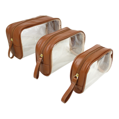 Kit Necessaire Betina Caramelo Liso Pronta Entrega