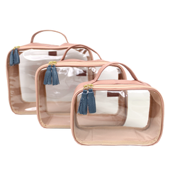 Kit Necessaire Crystal com 3 em Couro e Vinil Personalizado