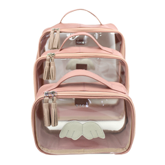 Kit Necessaire Crystal com 3 Angel em Couro Personalizada