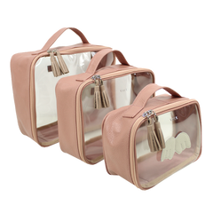 Kit Necessaire Crystal com 3 Angel em Couro Personalizada