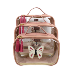 Kit Necessaire Crystal com 3 Borboleta em Couro Personalizada
