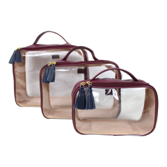 Kit Necessaire Crystal com 3 em Couro e Vinil Personalizado