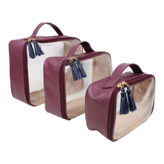 Kit Necessaire Crystal com 3 em Couro e Vinil Personalizado