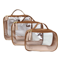 Kit Necessaire Crystal com 3 em Couro e Vinil Personalizado