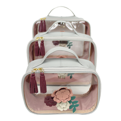 Kit Necessaire Crystal com 3 Le Jardin em Couro Personalizada