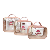 Kit Necessaire Crystal com 3 Boneco de Neve em Couro Personalizada