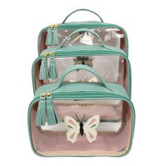 Kit Necessaire Crystal com 3 Borboleta em Couro Personalizada