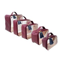 Kit Necessaire Crystal com 5 em Couro e Vinil Personalizado