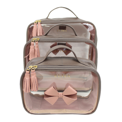 Kit Necessaire Crystal com 3 Laço em Couro Personalizada