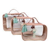 Kit Necessaire Crystal com 3 Girafinha em Couro Personalizada