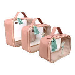 Kit Necessaire Crystal com 3 Girafinha em Couro Personalizada