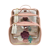 Kit Necessaire Crystal com 3 Le Jardin em Couro Personalizada