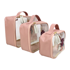 Kit Necessaire Crystal com 3 Le Jardin em Couro Personalizada