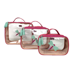 Kit Necessaire Crystal com 3 Libélula em Couro Personalizada