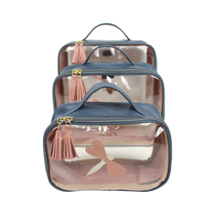 Kit Necessaire Crystal com 3 Libélula em Couro Personalizada