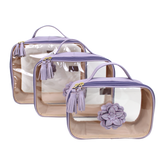 Kit Necessaire Crystal com 3 Camélia em Couro Personalizada