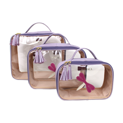 Kit Necessaire Crystal com 3 Libélula em Couro Personalizada